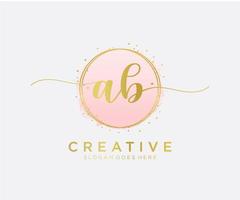 Initial AB feminine logo. Usable for Nature, Salon, Spa, Cosmetic and Beauty Logos. Flat Vector Logo Design Template Element.