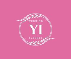 colección de logotipos de monograma de boda con letras iniciales de yi, plantillas florales y minimalistas modernas dibujadas a mano para tarjetas de invitación, guardar la fecha, identidad elegante para restaurante, boutique, café en vector