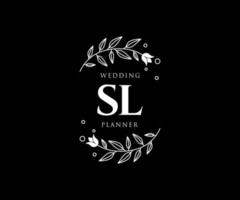 SL Initials letter Wedding monogram logos collection, hand drawn modern minimalistic and floral templates for Invitation cards, Save the Date, elegant identity for restaurant, boutique, cafe in vector