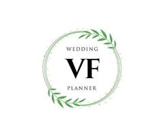 VF Initials letter Wedding monogram logos collection, hand drawn modern minimalistic and floral templates for Invitation cards, Save the Date, elegant identity for restaurant, boutique, cafe in vector