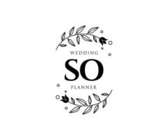 colección de logotipos de monograma de boda con letras iniciales, plantillas florales y minimalistas modernas dibujadas a mano para tarjetas de invitación, guardar la fecha, identidad elegante para restaurante, boutique, café en vector