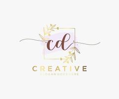 Initial CD feminine logo. Usable for Nature, Salon, Spa, Cosmetic and Beauty Logos. Flat Vector Logo Design Template Element.