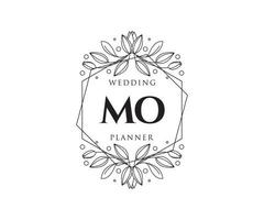 MO Initials letter Wedding monogram logos collection, hand drawn modern minimalistic and floral templates for Invitation cards, Save the Date, elegant identity for restaurant, boutique, cafe in vector