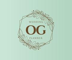 OG Initials letter Wedding monogram logos collection, hand drawn modern minimalistic and floral templates for Invitation cards, Save the Date, elegant identity for restaurant, boutique, cafe in vector