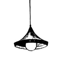 Black hand drawn sketch of chandelier isolated on white. Outline vector object.