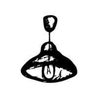 Black hand drawn sketch of chandelier isolated on white. Outline vector object.