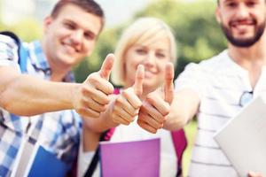 Group of students showing ok signs photo