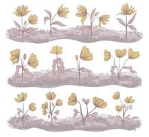 diferentes tipos de gráficos vectoriales de colección de primavera dibujados a mano de doodle de flores 01 vector