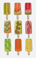 Fruit Popsicle for Summer Desserts Vector Graphic Collection