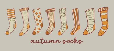 Comfy Autumn Socks for Decoration Hand Drawn Vector Illustration