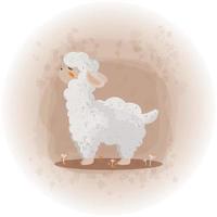 Cute Alpaca in Watercolor Vector Style Illustration 08