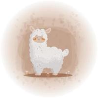 Cute Alpaca in Watercolor Vector Style Illustration 01