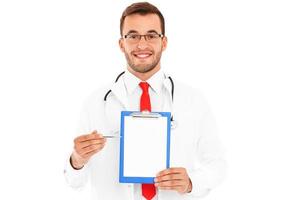 Doctor showing documents photo