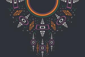 Kurti Neck Design Vector Motif A beautiful embroidery neckline design, round swirl motifs, geometrical pattern, and elements, Ombre Pattern digital artwork textile print on fabric, Illustration
