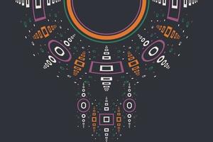 Kurti Neck Design Vector Motif A beautiful embroidery neckline design, round swirl motifs, geometrical pattern, and elements, Ombre Pattern digital artwork textile print on fabric, Illustration