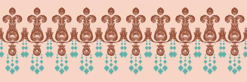 Ethnic ikat triangle batik textile seamless pattern digital vector design for Print saree Kurti Borneo Fabric border brush symbols swatches cotton