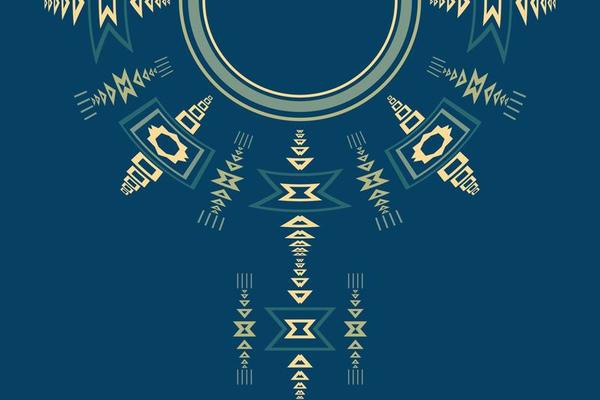 Kurti Neck Design Vector Motif A beautiful embroidery neckline design, round swirl motifs, geometrical pattern, and elements, Brocade kurta digital artwork textile print on fabric, Illustration