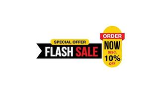 10 Percent flash sale offer, clearance, promotion banner layout with sticker style. vector