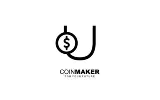 U logo COIN for identity. MONEY template vector illustration for your brand.