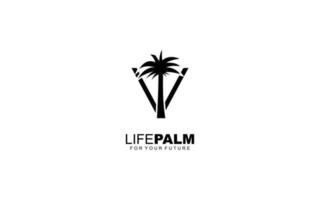 V logo PALM for identity. tree template vector illustration for your brand.