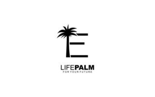 E logo PALM for identity. tree template vector illustration for your brand.