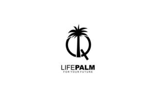 Q logo PALM for identity. tree template vector illustration for your brand.