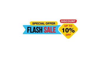 10 Percent flash sale offer, clearance, promotion banner layout with sticker style. vector