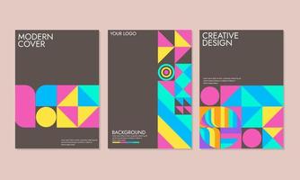 Set of Retro Geometric Covers. Abstract swiss bauhaus Shapes Composition. Vector illustration