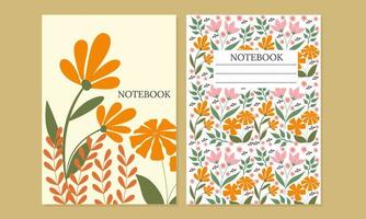 notebook cover sets. Beautiful abstract and floral design. Seamless pattern and mask used, easy to re-size. For books, planners, diaries, catalogs. Vector illustration.