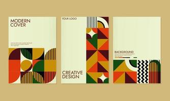 Set of Retro Geometric Covers. Abstract swiss bauhaus Shapes Composition. Vector illustration