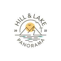 Landscape Hills Mountain Peaks Lake Valley Vector logo design