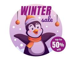 winter sale background with Penguin vector