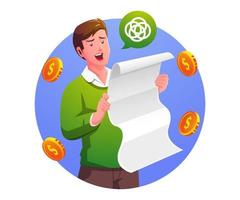 a man is restless to see a bill that swells up vector