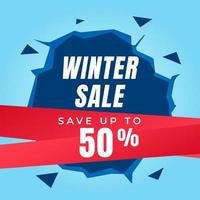 winter sale background with ice cracks and snow vector
