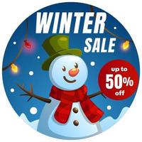 Winter sale background with snowman vector