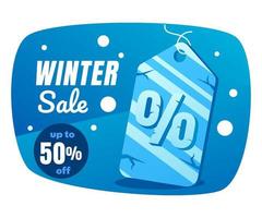 winter sale background with sale tag frozen in ice and snow vector