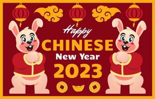 año nuevo chino plano tarjetas de felicitación vector