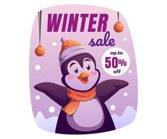 winter sale background with Penguin vector