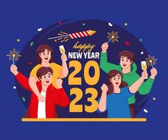 feliz año nuevo 2023 fiesta celebración vector