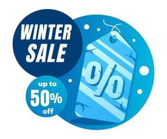 winter sale background with sale tag frozen in ice and snow vector