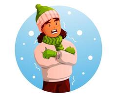 child feeling chill wearing warm clothes vector