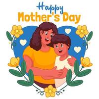 happy mothers day smiling mom hugs her children vector