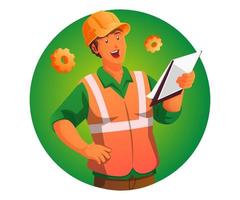 male workers in industrial uniforms and safety helmet, Architect builders, repairmen and engineers vector