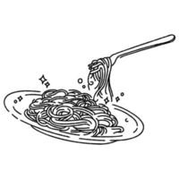 spaghetti dish hand drawn outline style vector illustration