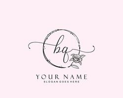 Initial BQ beauty monogram and elegant logo design, handwriting logo of initial signature, wedding, fashion, floral and botanical with creative template. vector