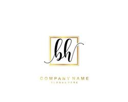 Initial BH beauty monogram and elegant logo design, handwriting logo of initial signature, wedding, fashion, floral and botanical with creative template. vector