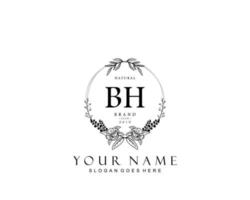 Initial BH beauty monogram and elegant logo design, handwriting logo of initial signature, wedding, fashion, floral and botanical with creative template. vector