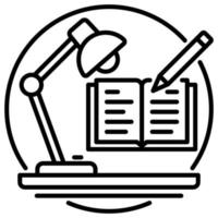 icono de contorno para lámpara de escritorio de educación. vector