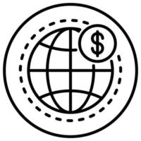 icono de contorno para el presupuesto mundial de dinero. vector