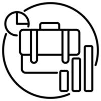 Outline icon for analytics portfolio bag. vector